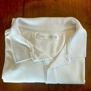 NWOT WHITE ZARA UNISEX KIDS POLO SHIRT, SIZE 9-10 YRS OLD OR 140 CM